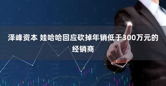 泽峰资本 娃哈哈回应砍掉年销低于300万元的经销商